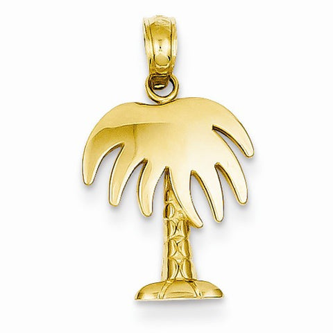 14k Gold Polished Palm Tree Pendant, Pendants for Necklace