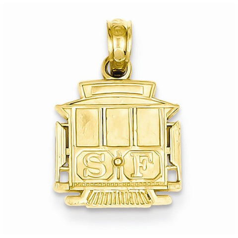 14k Gold Polished SF Train Pendant, Pendants for Necklace
