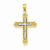 14k Gold Rhodium Diamond Cut Cross pendant, Charm
