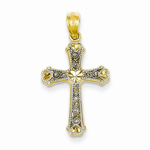 14k Gold Two-tone Estate Cross Pendant, Pendants for Necklace