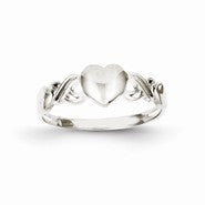 14k White Gold Heart Ring
