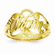 14k Yellow Gold Polished Mom Ring