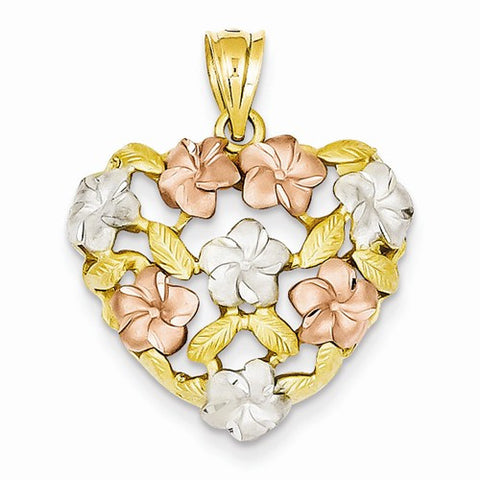 14k Gold Plumeria Heart Pendant, Pendants for Necklace