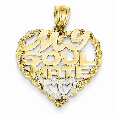 14k Gold Two-tone Soul Mate Pendant, Pendants for Necklace