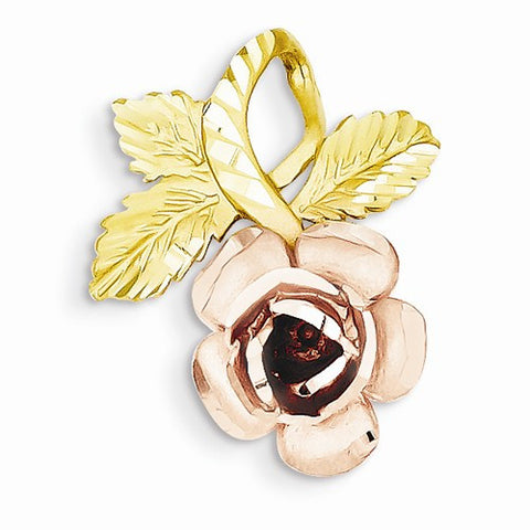 14k Two-tone Rose Gold and Yellow Gold Rose Slide Pendant, Pendants for Necklace