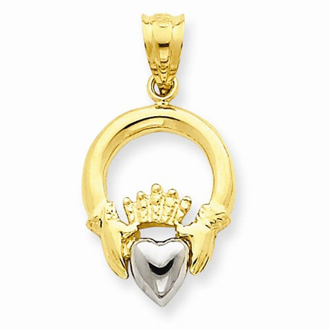 14k Gold Two-tone Claddagh pendant, Fine Pendants for Necklace