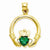 14k Gold Claddagh with Synthetic Green Stone Pendant, Pendants for Necklace