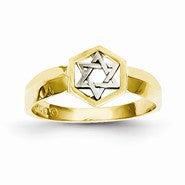 14k Two-tone Polished Star of David Ring