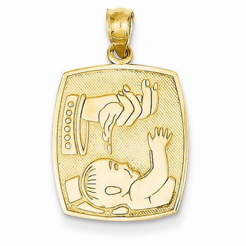 14k Gold Satin & Polished Baptism Pendant, Alluring Pendants for Necklace
