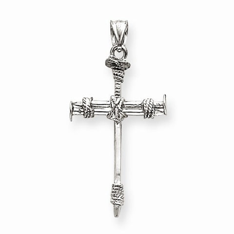 14k White Gold Nail Cross Pendant, Pendants for Necklace