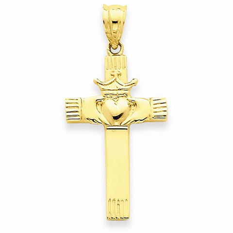 14k Gold Claddagh Cross pendant, Fine Pendants for Necklace