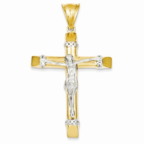 14k Gold Two-tone CZ Crucifix pendant, Classy Pendants for Necklace