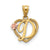 Initial D in Heart Charm in 14k Gold Two-tone