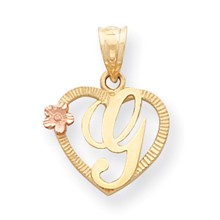 14k Gold Two-Tone Initial G in Heart Charm hide-image