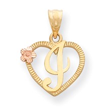 14k Gold Two-Tone Initial I in Heart Charm hide-image