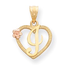 14k Gold Two-Tone Initial I in Heart Charm hide-image