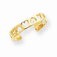 14k Yellow Gold Heart Toe Ring