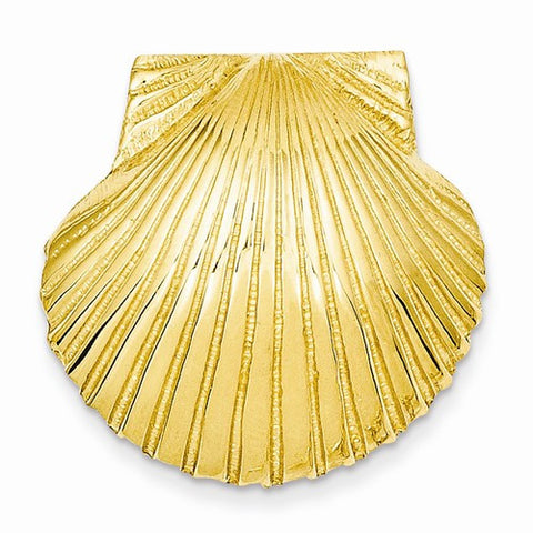 14k Gold Fits up to 10mm & 8mm Medium Scallop Shell Slide Pendant, Pendants for Necklace