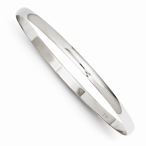 14K White Gold Solid Polished Half-Round Slip-On Bangle Bracelet