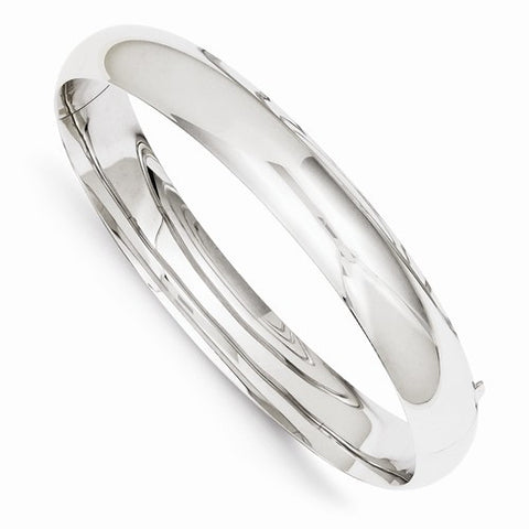 14K White Gold High Polished Hinged Bangle Bracelet