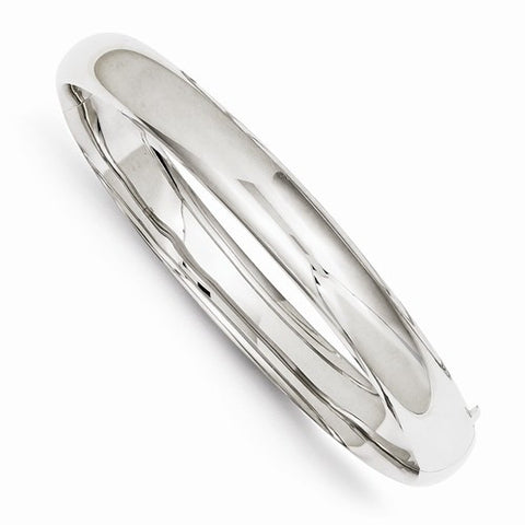 14K White Gold High Polished Hinged Bangle Bracelet