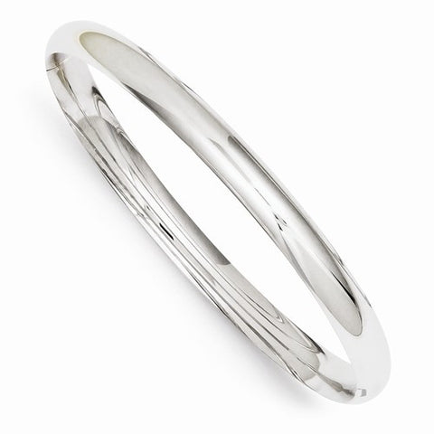 14K White Gold High Polished Hinged Bangle Bracelet