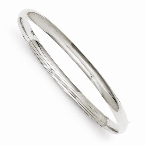 14K White Gold High Polished Hinged Bangle Bracelet