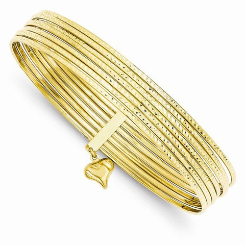 14K Yellow Gold Diamond-Cut Slip On Bangles Bangle Bracelet
