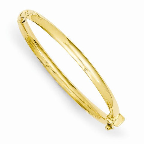 14K Yellow Gold Polished Hinged Safety Clasp Baby Bangle Bracelet