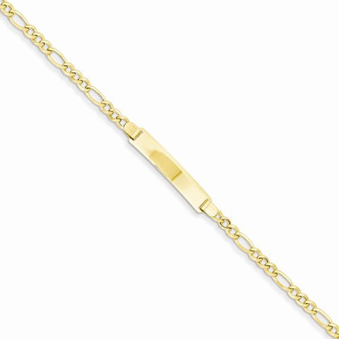14K Yellow Gold Polished Id with Hollow Link Bracelet