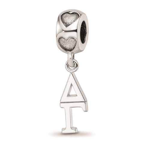Sterling Silver LogoArt Delta Gamma Vertical Letter On Heart