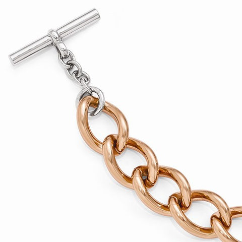 Bronze Rose-Tone Rhodium-Plated Oval Link Bracelet