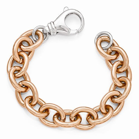 Bronze Rose-Tone Rhodium-Plated Oval Link Bracelet