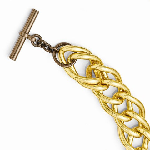 Bronze Brown & Gold-Tone Twist Double Link Bracelet
