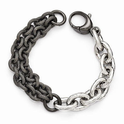 Bronze Hammered Black & White Rhodium Bracelet