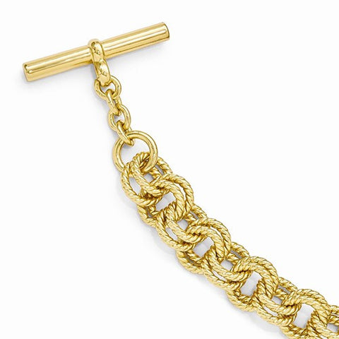 Bronze Textured Gold-Tone Double Link Bracelet