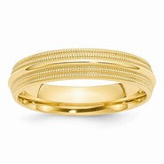 14k Yellow Gold 5mm Double Milgrain Comfort Fit Wedding Band