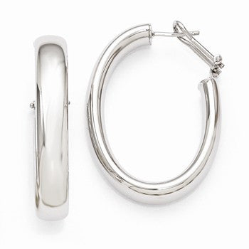 Bronze Rhodium-plated Oval Omega Hoop Earrings