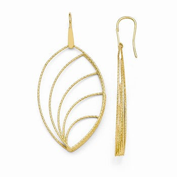 Bronze Textured Gold-tone Leaf Dangle Earrings
