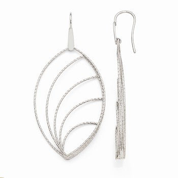 Bronze Textured Rhodium-plated Leaf Dangle Earrings