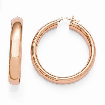 Bronze Polished Rose-tone Hoop Earrings