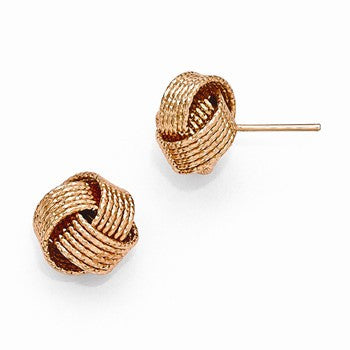 Bronze Textured 1Rose-tone Love Knot Post Earrings