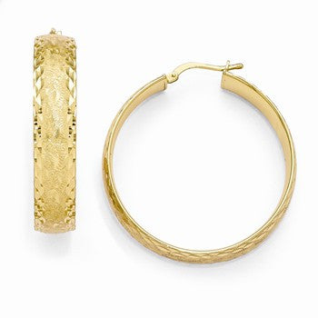 Bronze Etched Gold-tone Hoop Earrings