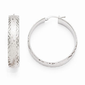 Bronze Etched Rhodium-plated Hoop Earrings