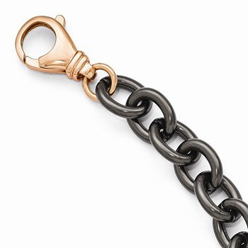 Bronze/Yellow Bronze Black Rhodium Rose-Tone Oval Link Necklace