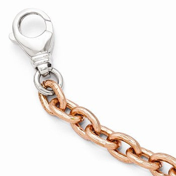 Bronze/Yellow Bronze Rose-Tone Rhodium-Plated Oval Link Necklace