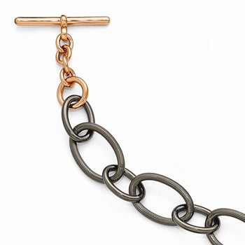 Bronze/Yellow Bronze Textured Black Rhodium Rose-Tone Necklace