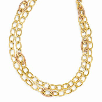 Textured Rose & Gold-Tone Link Necklace