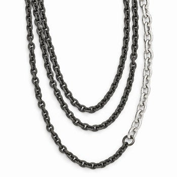Hammered Rhodium-Plated Link Necklace