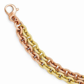 Bronze/Yellow Bronze Textured Rose & Gold-Tone Necklace